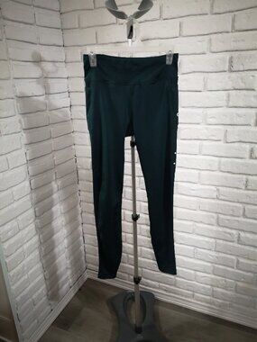 Hyba Run Women's Dark Green w/ Reflective Dots & Strips Ankle Length Leggings
